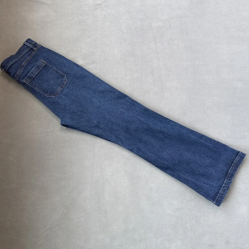 Ann Taylor Flare Jeans High Rise Patch Pocket Horsebit Stretch Size 10‎ Blue